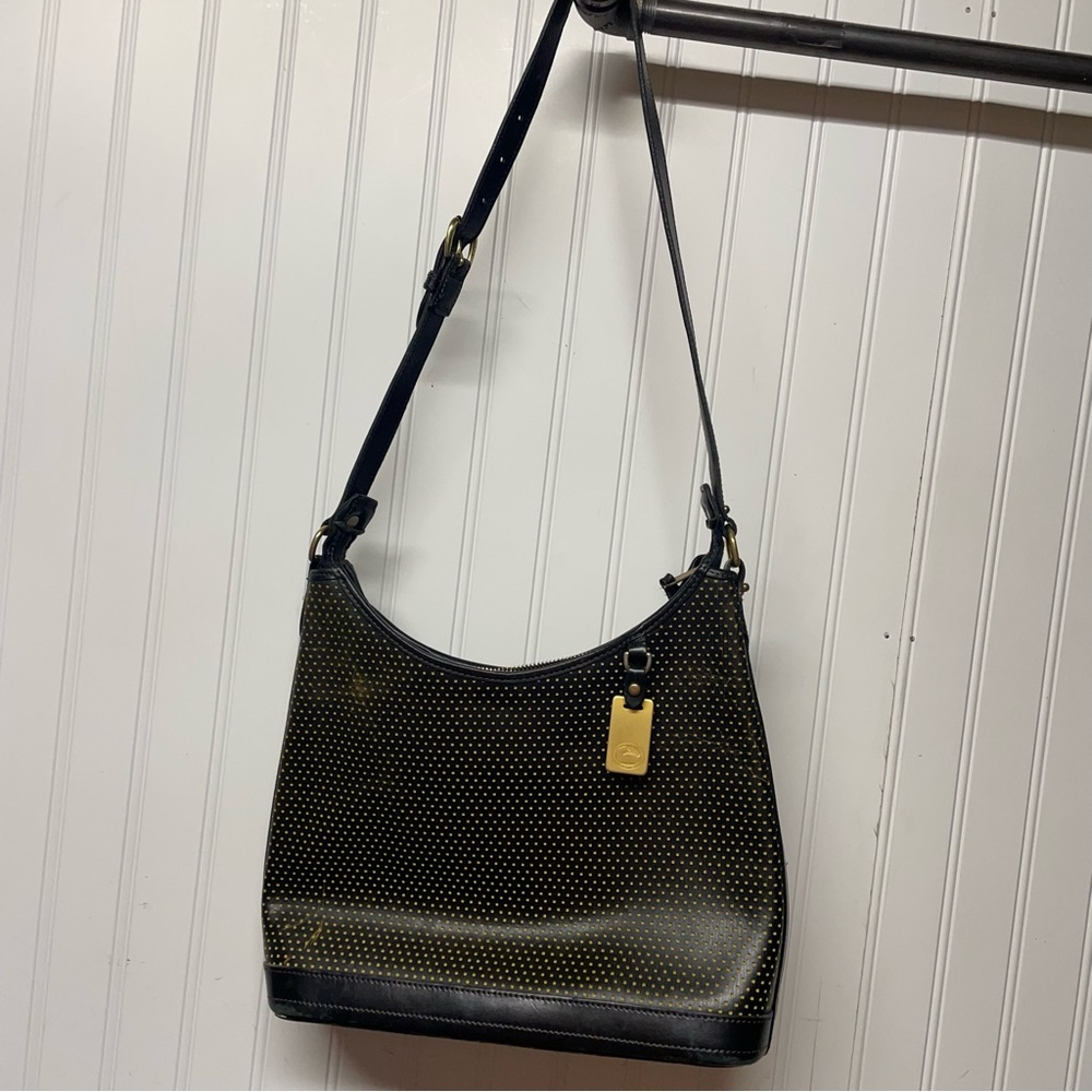 Dooney & Bourke black micro dot small hobo handbag